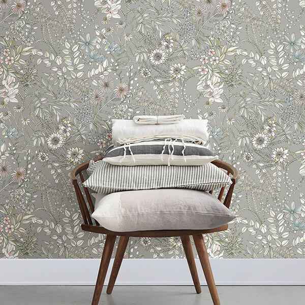 Full Bloom Beige Floral Wallpaper - York Wallcoverings - 2821-12903 - York Wallcoverings Wallpaper