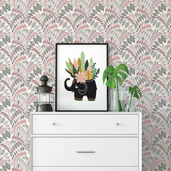Fiddlehead Pink Botanical Wallpaper - York Wallcoverings - 2821-25141 - York Wallcoverings Wallpaper