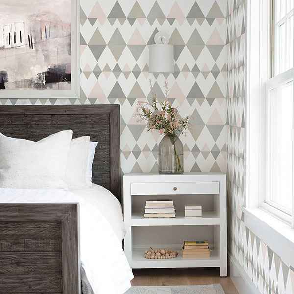 Trilogy Light Pink Geometric Wallpaper - York Wallcoverings - 2821-25128 - York Wallcoverings Wallpaper