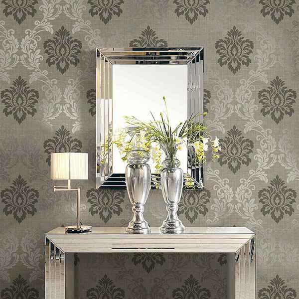 Adela Light Brown Twill Damask Wallpaper - York Wallcoverings - 2765-BW40101 - York Wallcoverings Wallpaper
