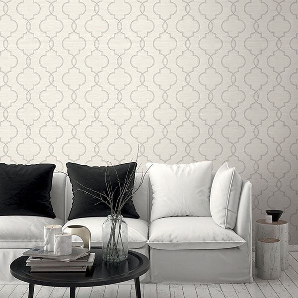 malo-light-grey-sisal-ogee-wallpaper-york-wallcoverings-2765-bw40508 - York Wallpaper Wallpaper