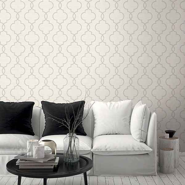 Malo Light Grey Sisal Ogee Wallpaper - York Wallcoverings - 2765-BW40508 - York Wallcoverings Wallpaper