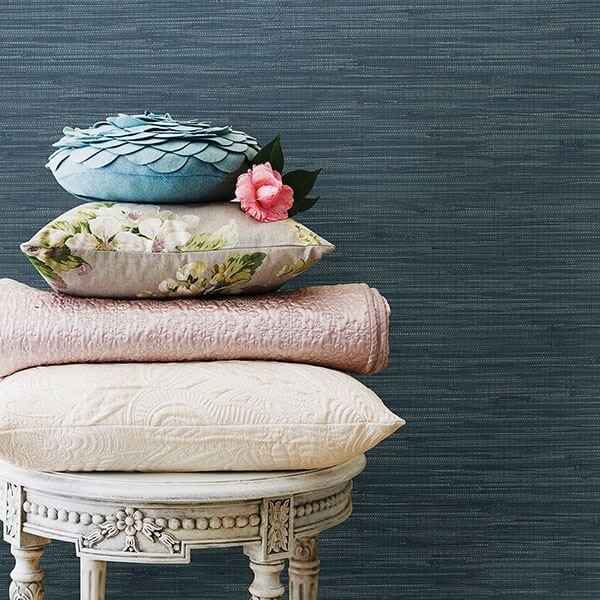 Navy Grassweave Peel and Stick Wallpaper - York Wallcoverings - NU2874 - York Wallcoverings Wallpaper
