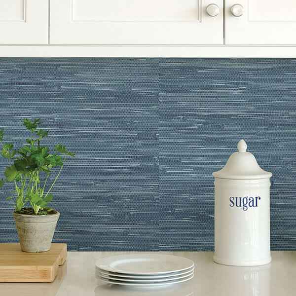 Navy Grassweave Peel and Stick Wallpaper - York Wallcoverings - NU2874 - York Wallcoverings Wallpaper