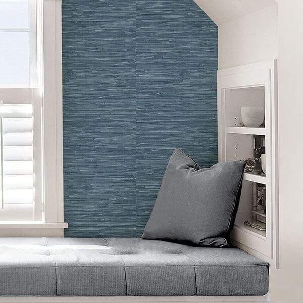 navy-grassweave-peel-and-stick-wallpaper-york-wallcoverings-nu2874 - York Wallcoverings Wallpaper