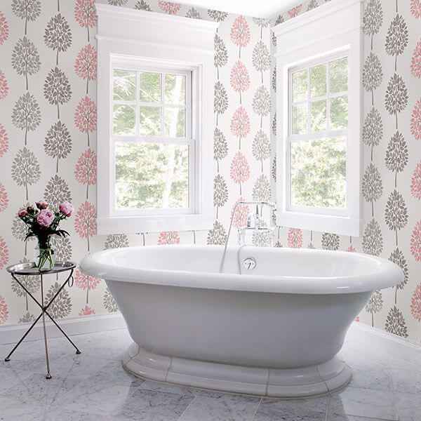 Saar Pink Tree Wallpaper - York Wallcoverings - 2814-24968 - York Wallcoverings Wallpaper