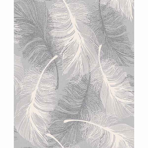 Hurston Grey Feather Wallpaper - York Wallcoverings - 2814-M0923 - York Wallcoverings Wallpaper