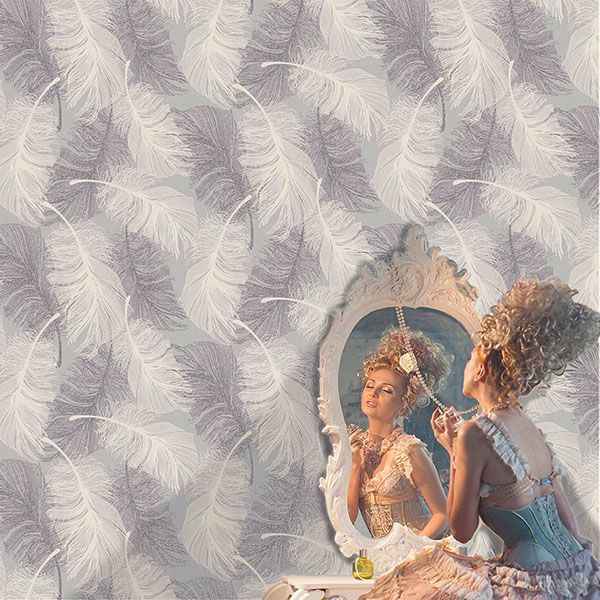 Hurston Grey Feather Wallpaper - York Wallcoverings - 2814-M0923 - York Wallcoverings Wallpaper