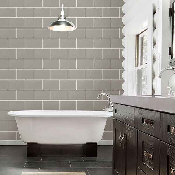 Neale Light Grey Subway Tile Wallpaper - York Wallcoverings - 2814-M1123 - York Wallcoverings Wallpaper