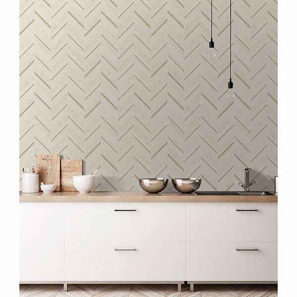 Punta Mita Cream Chevron Wallpaper - York Wallcoverings - 2835-42417 - York Wallcoverings Wallpaper