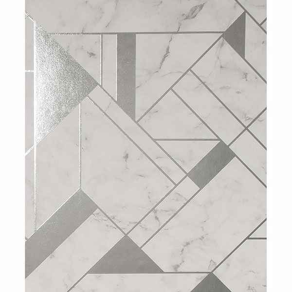 Gulliver Silver Marble Geometric Wallpaper - York Wallcoverings - 2834-M1467 - York Wallcoverings Wallpaper