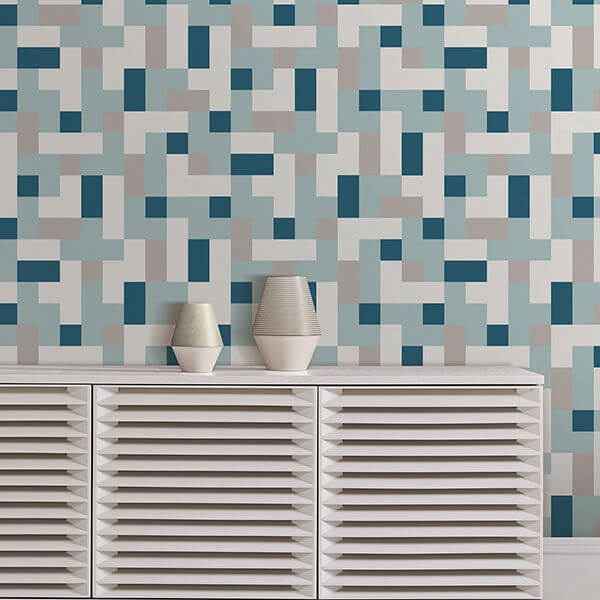 Alby Blue Geometric Wallpaper - York Wallcoverings - 2889-25221 - York Wallcoverings Wallpaper