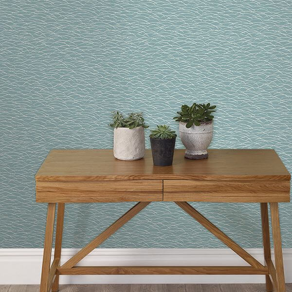 hono-blue-abstract-wave-wallpaper-york-wallcoverings-2889-25242 - York Wallcoverings Papel pintado