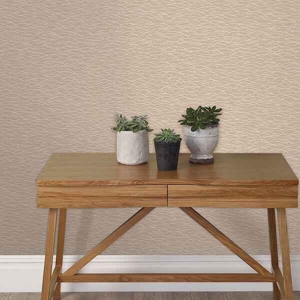 Hono Beige Abstract Wave Wallpaper - York Wallcoverings - 2889-25243 - York Wallcoverings Wallpaper