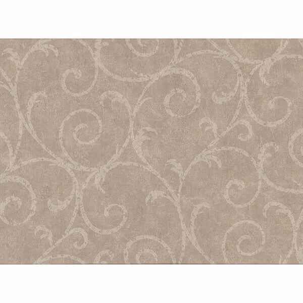 Sansa Light Brown Plaster Scroll Wallpaper - York Wallcoverings - 2830-2738