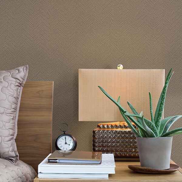 Karma Brown Herringhone Weave Wallpaper - York Wallcoverings - 2830-2764 - York Wallcoverings Wallpaper