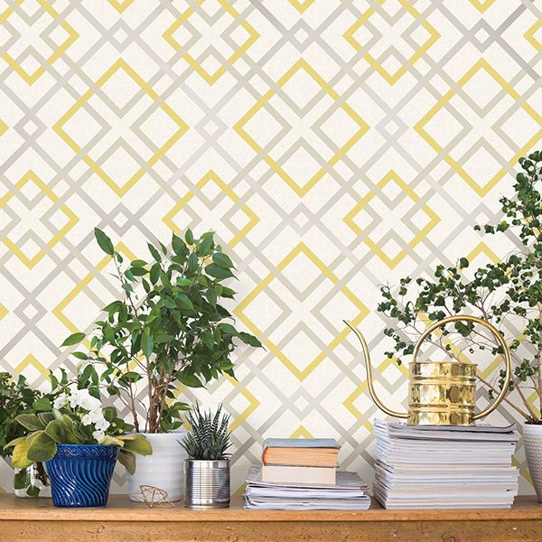 saltire-emile-yellow-lattice-wallpaper-york-wallcoverings-2901-22652 - York Wallcoverings Wallpaper