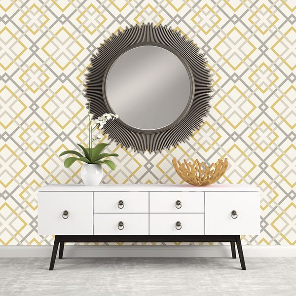 saltire-emile-yellow-lattice-wallpaper-york-wallcoverings-2901-22652 - York Wallcoverings Wallpaper