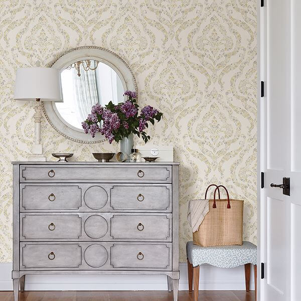 featherton-mustard-floral-damask-wallpaper-york-wallcoverings-2901-25401 - York Wallcoverings Wallpaper