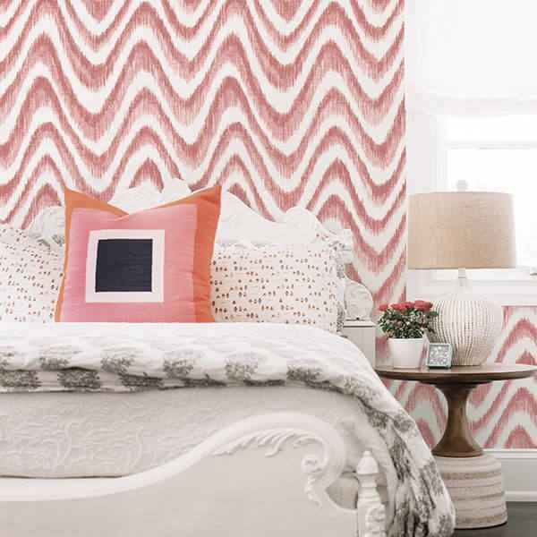 Bargello Red Faux Grasscloth Wave Wallpaper - York Wallcoverings - 2901-25405 - York Wallcoverings Papel pintado