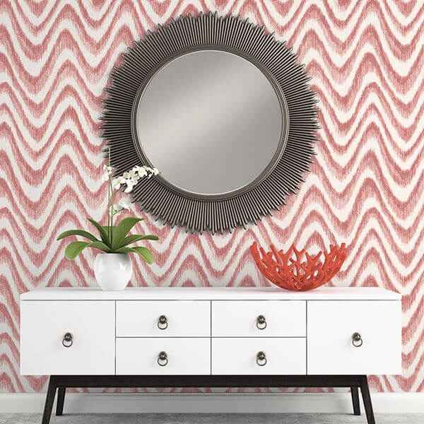 Bargello Red Faux Grasscloth Wave Wallpaper - York Wallcoverings - 2901-25405 - York Wallcoverings Papel pintado