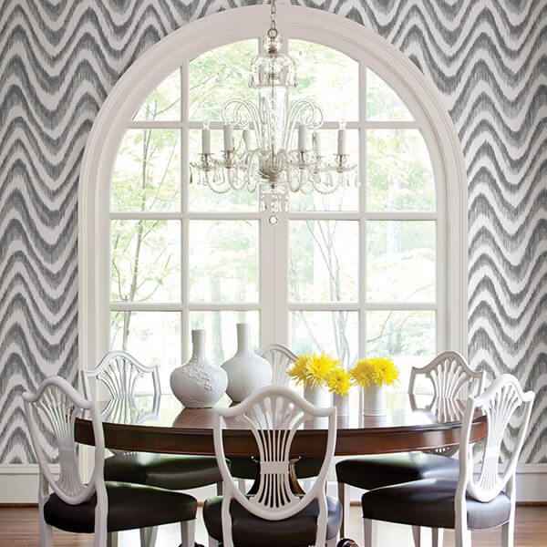 Bargello Grey Faux Grasscloth Wave Wallpaper - York Wallcoverings - 2901-25407 - York Wallcoverings Wallpaper