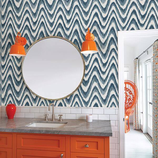 bargello-blue-faux-grasscloth-wave-wallpaper-york-wallcoverings-2901-25408 - York Wallpaper Wallpaper