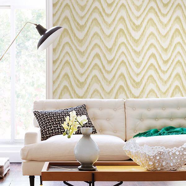 bargello-yellow-faux-grasscloth-wave-wallpaper-york-wallcoverings-2901-25409 - York Wallcoverings Wallpaper