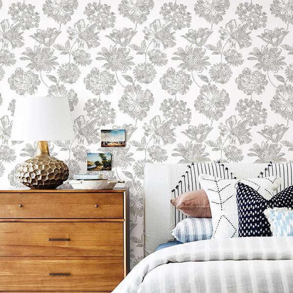 folia-taupe-floral-wallpaper-york-wallcoverings-2901-25416 - York Wallcoverings Wallpaper