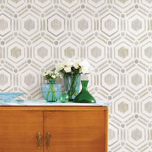 borneo-light-grey-geometric-grasscloth-wallpaper-york-wallcoverings-2901-25434 - York Wallcoverings Wallpaper