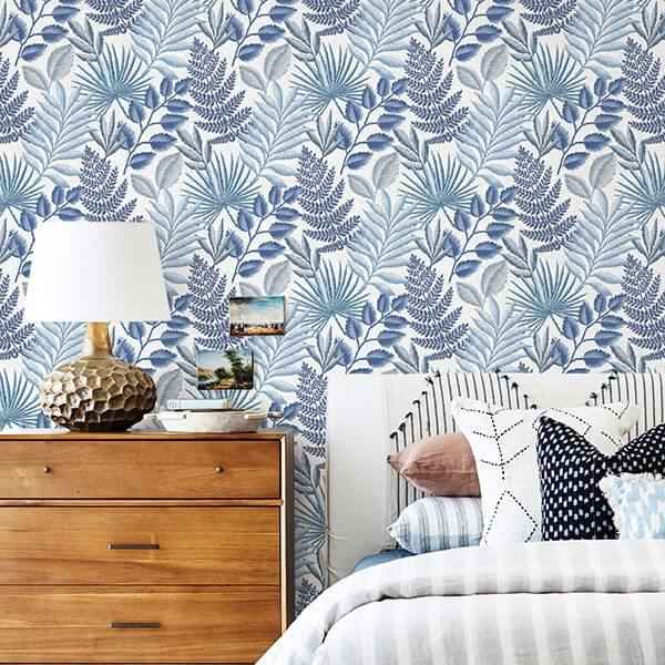 Palomas Blue Botanical Wallpaper - York Wallcoverings - 2901-87505 - York Wallcoverings Wallpaper