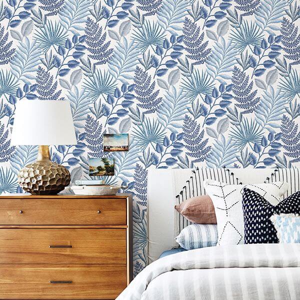 palomas-blue-botanical-wallpaper-york-wallcoverings-2901-87505 - York Wallcoverings Papel pintado