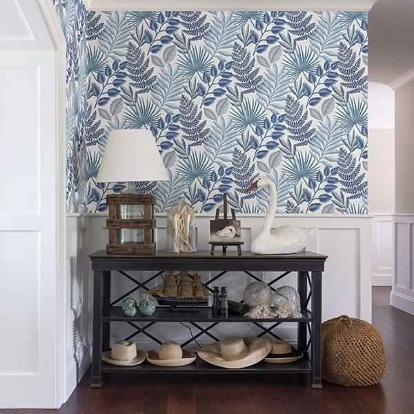 Palomas Blue Botanical Wallpaper - York Wallcoverings - 2901-87505 - York Wallcoverings Wallpaper