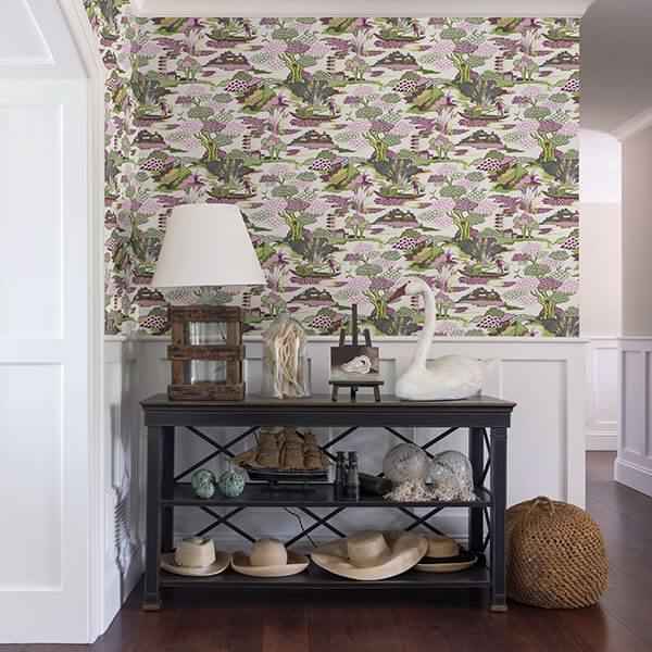 Joy De Vie Magenta Toile Wallpaper - York Wallcoverings - 2901-87506 - York Wallcoverings Wallpaper