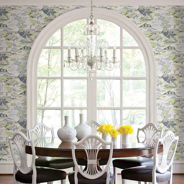 Joy De Vie Green Toile Wallpaper - York Wallcoverings - 2901-87508 - York Wallcoverings Wallpaper