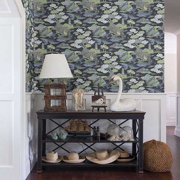 joy-de-vie-indigo-toile-wallpaper-york-wallcoverings-2901-87510 - York Wallcoverings Wallpaper