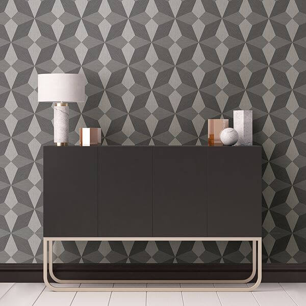 valiant-grey-faux-grasscloth-geometric-wallpaper-york-wallcoverings-2908-25300 - York Wallpaper Wallpaper