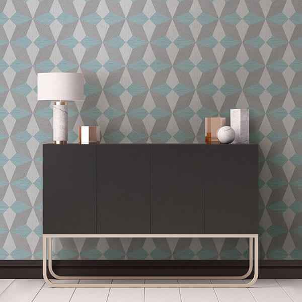 Valiant Aqua Faux Grasscloth Geometric Wallpaper - York Wallcoverings - 2908-25304 - York Wallcoverings Wallpaper