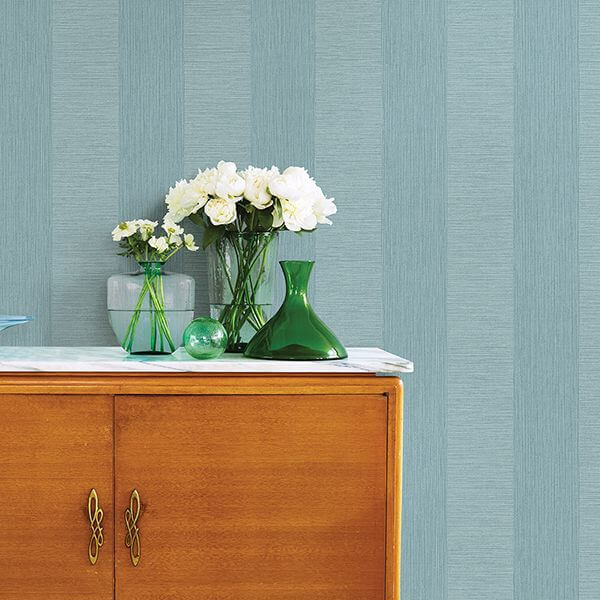intrepid-aqua-faux-grasscloth-stripe-wallpaper-york-wallcoverings-2908-25309 - York Wallcoverings Wallpaper