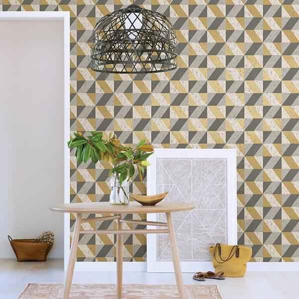 Cerium Metallic Concrete Geometric Wallpaper - York Wallcoverings - 2908-25311 - York Wallcoverings Wallpaper