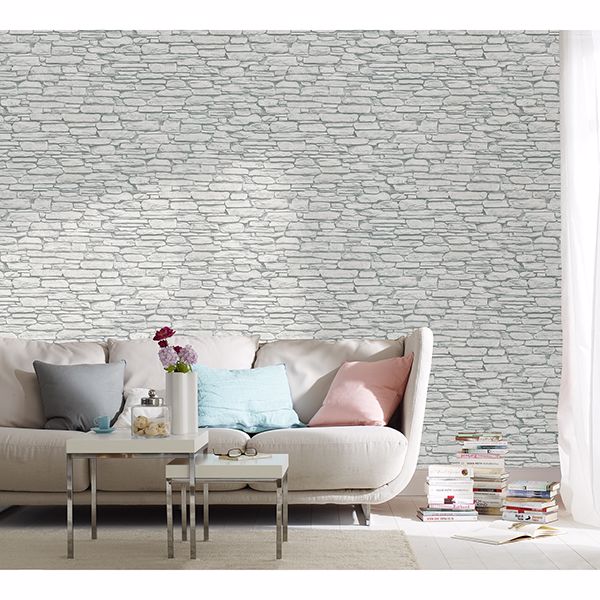 kamen-light-grey-stone-wallpaper-york-wallcoverings-mg81902 - York Wallcoverings Wallpaper