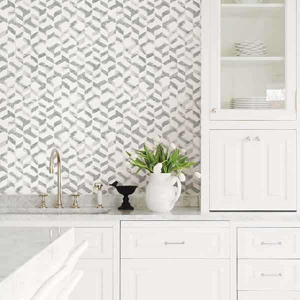 Instep Platinum Abstract Geometric Wallpaper - York Wallcoverings - 2902-25501 - York Wallcoverings Wallpaper