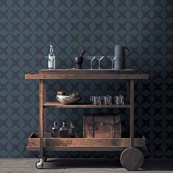 Telestar Navy Geometric Wallpaper - York Wallcoverings - 2902-25508 - York Wallcoverings Wallpaper