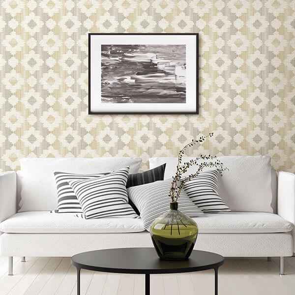 Babylon Mustard Abstract Floral Wallpaper - York Wallcoverings - 2902-25522 - York Wallcoverings Wallpaper