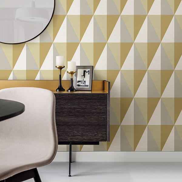 aspect-yellow-geometric-faux-grasscloth-wallpaper-york-wallcoverings-2902-25538 - York Wallcoverings Wallpaper