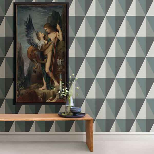 Aspect Teal Geometric Faux Grasscloth Wallpaper - York Wallcoverings - 2902-25539 - York Wallcoverings Wallpaper