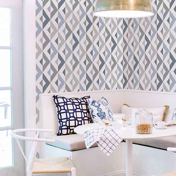 Seesaw Slate Geometric Faux Linen Wallpaper - York Wallcoverings - 2902-25541 - York Wallcoverings Wallpaper