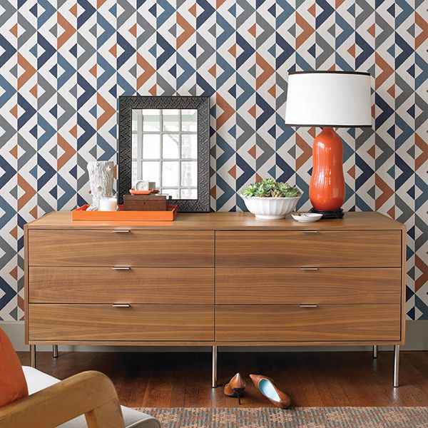 Seesaw Multicolor Geometric Faux Linen Wallpaper - York Wallcoverings - 2902-25542 - York Wallcoverings Wallpaper