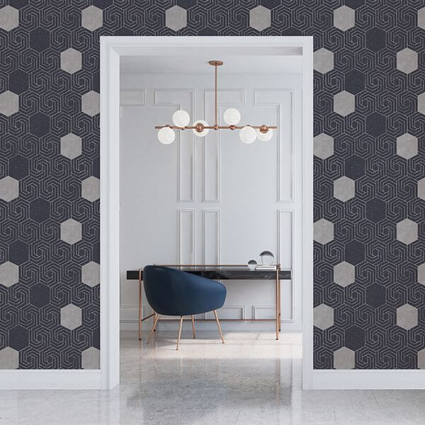 momentum-navy-geometric-wallpaper-york-wallcoverings-2902-25547 - York Wallpaper Wallpaper