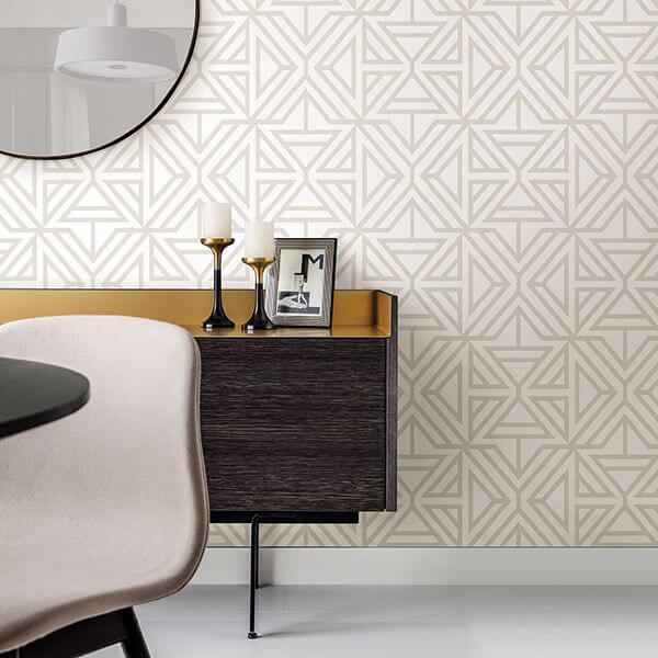 Helios Bone Geometric Wallpaper - York Wallcoverings - 2902-25554 - York Wallcoverings Wallpaper
